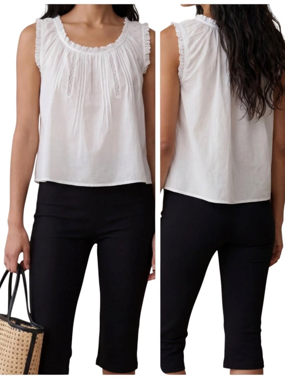 Sorella Violetta Cotton Lace Trim Peasant Top White NWT Medium